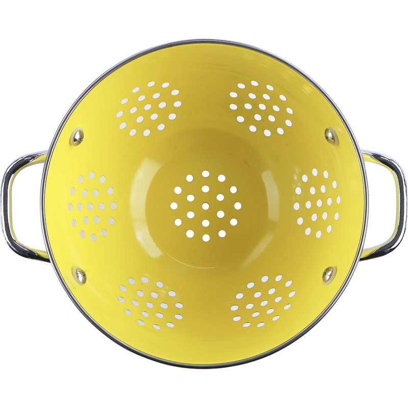 Prep & Savour Adame Steel Colander, Lemon, 3 QT