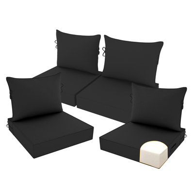 22 x 22 In Patio Furniture Cushions set of 4, Fade Resistant Outdoor Seat Cushions with 4 pairs of Ties, Deep Seat Cushion for Seat Patio Chairs, Rattan Furniture, Wicker Seating, outdoor Adirondack Chair,terra red