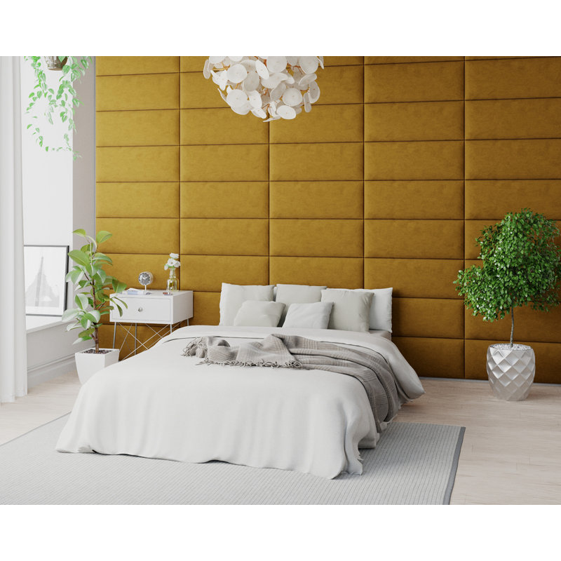 Kameah 30 cm x 75 cm Peel and Stick Upholstered Wall Paneling in Ochre