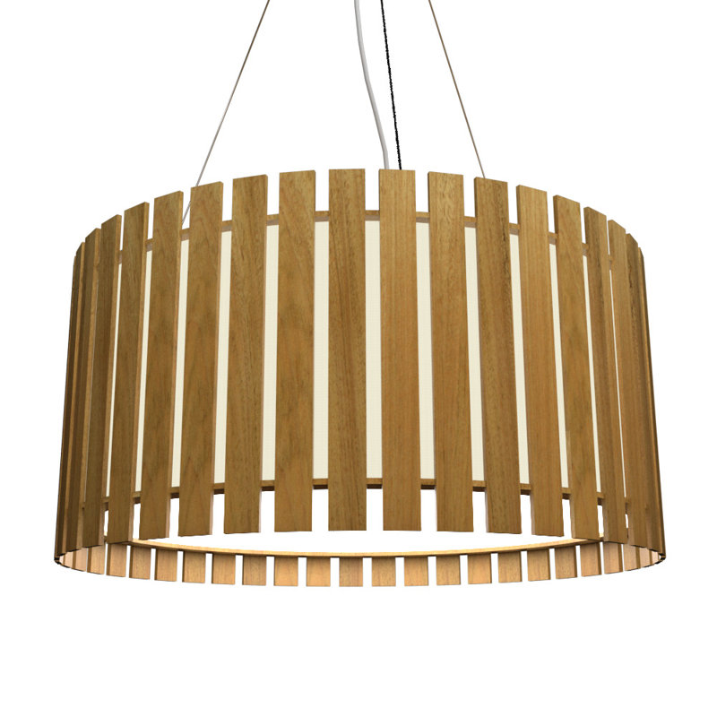 3 - Light Chandelier, 8.58" H x 19.5" W x 19.5" D, Louro Freijó