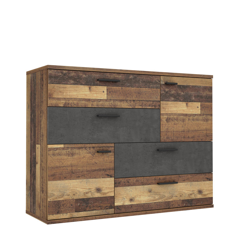 Blair 124.9cm Sideboard, Dark Grey Concrete/Vintage Old Wood