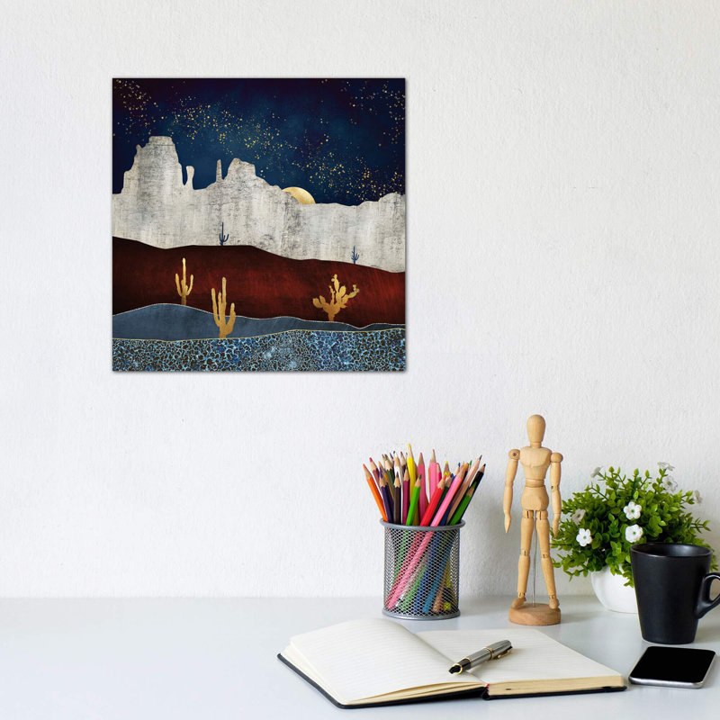 «Moonlit Desert» par Spaceécur Designs - impression, Toile tendue, H 26 po x l 26 po x P 1,5 po, Pas de tapis