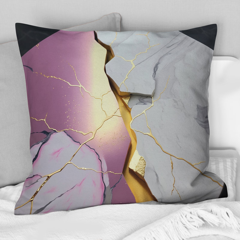 Abstract Geode Pink III - Abstract Marble Printed Throw Pillow