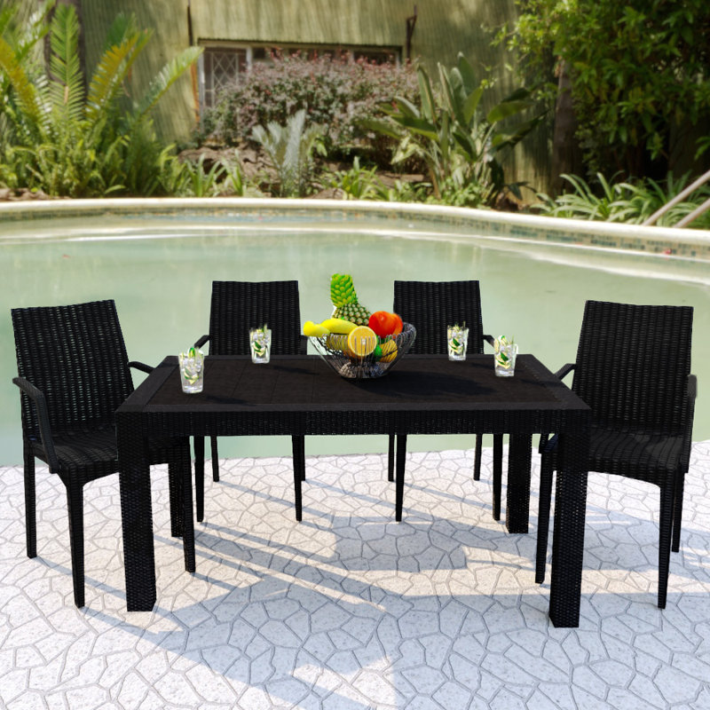 Mace No-Assembly Stackable Patio Armchair – Modern All-Weather Weave Dining Chair – Waterproof & Sturdy Polypropylene Seating for Garden & Balcony