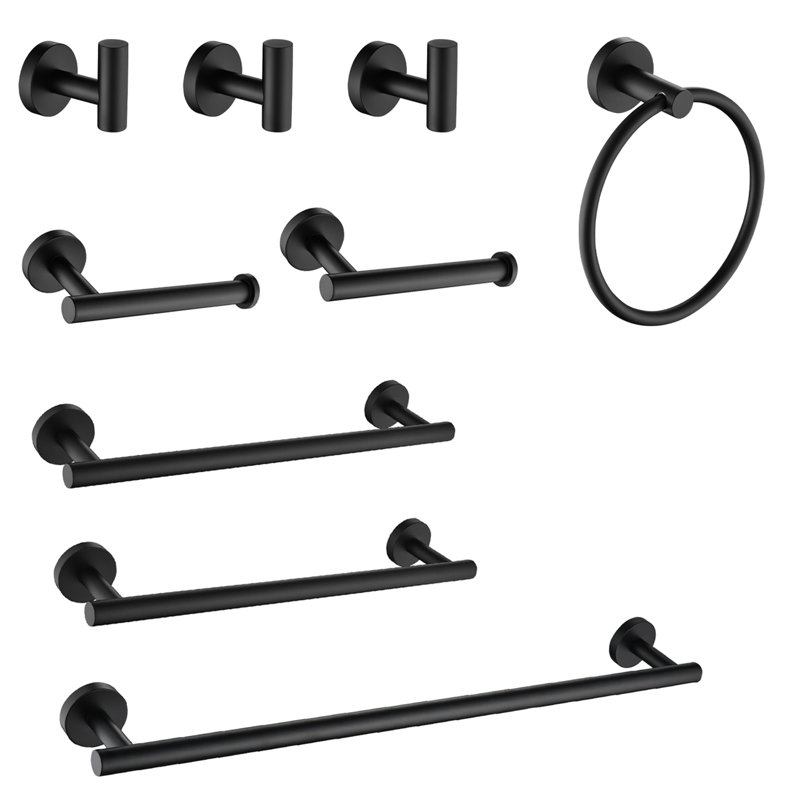 Porte-serviettes en acier inoxydable 9 pour la salle de bain - fixation murale en nickel brossé résistant aux égratignures, installation simple 9 pièces fine, robuste, installation facile