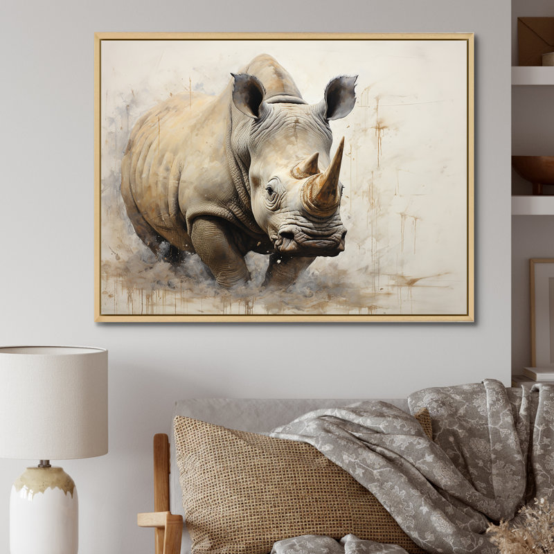 Puissant rhinocéros fort, H 12 po x l 20 po x P 1 po, Cadre naturel flottant