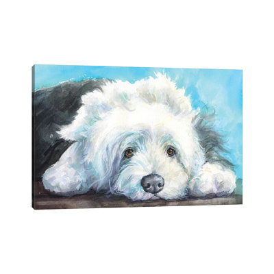 English Shepherd Old Dog by George Dyachenko - Wrapped Canvas Print