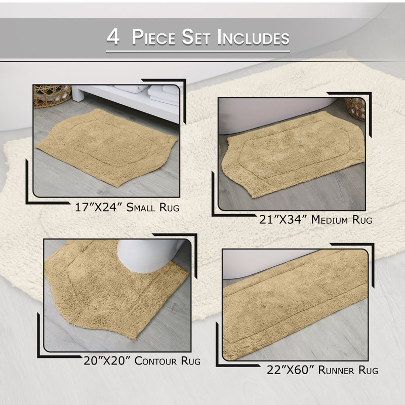 Ensemble de tapis pour salle de bain 4 pièces Morissette, Lin
