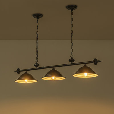 Amalin 3-Lights Modern Farmhouse Rustic Industrial Chandelier Vintage Pool Table  Pendant Lights with Two Ceiling Canopies