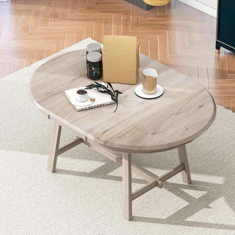 Table extensible en bois au fini naturel délavé - largeur de 41,4 po pour la salle à manger, Bois naturel délavé