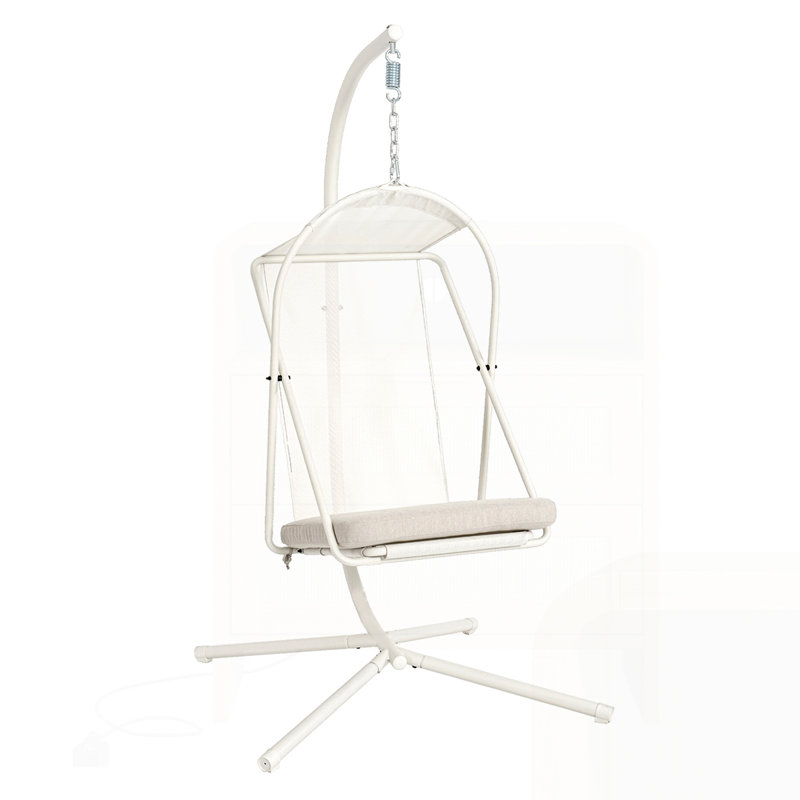 Patio Hanging Egg Chair wth Stand, White