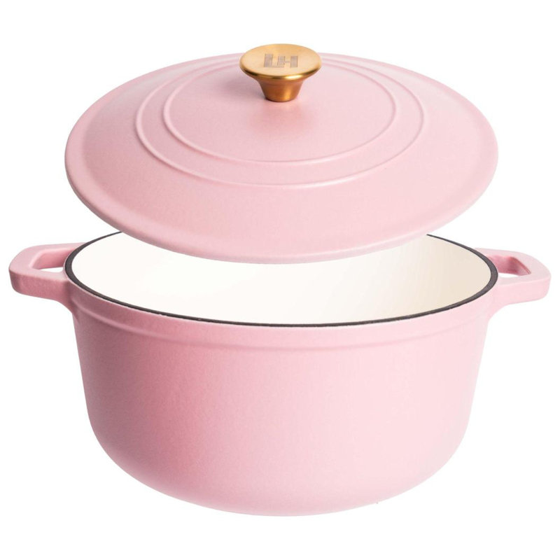 Cocotte ronde en fonte émaillée Lexi Home, 6 pintes, Rose