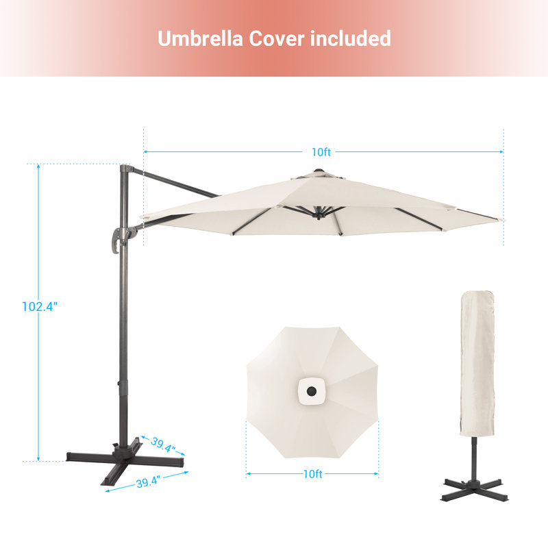 Parasol en porte-à-faux 120 po, Beige