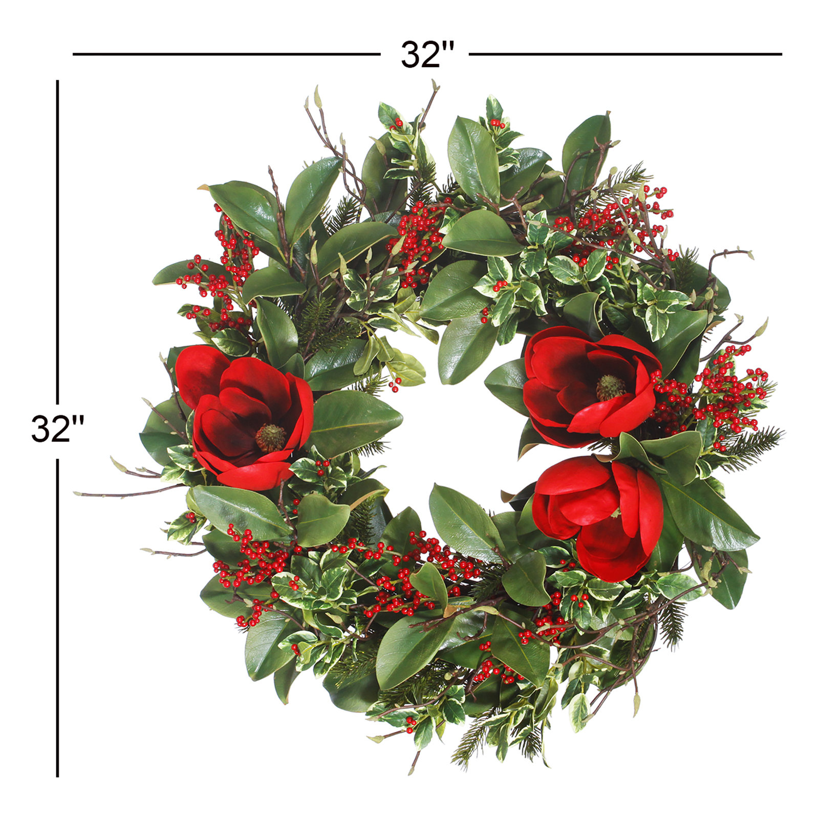 32'' Faux Magnolia Polyester Wreath