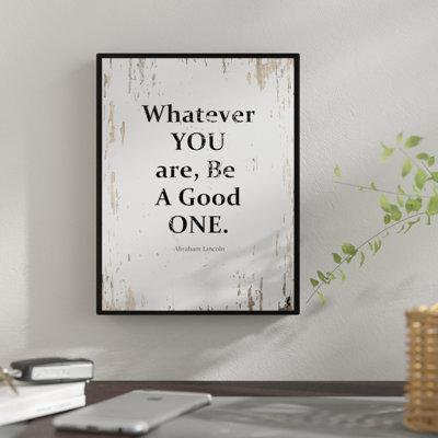 «W souhait You Be Be Good One», reproduction d'art textuel sur toile encadrée