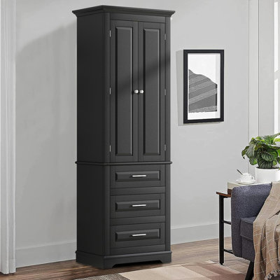 Grande armoire à linge autoportante en bois Leonta