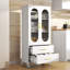 Armoire de rangement autoportante moderne en métal avec 2 tiroirs et 2 portes en verre acrylique-879742685