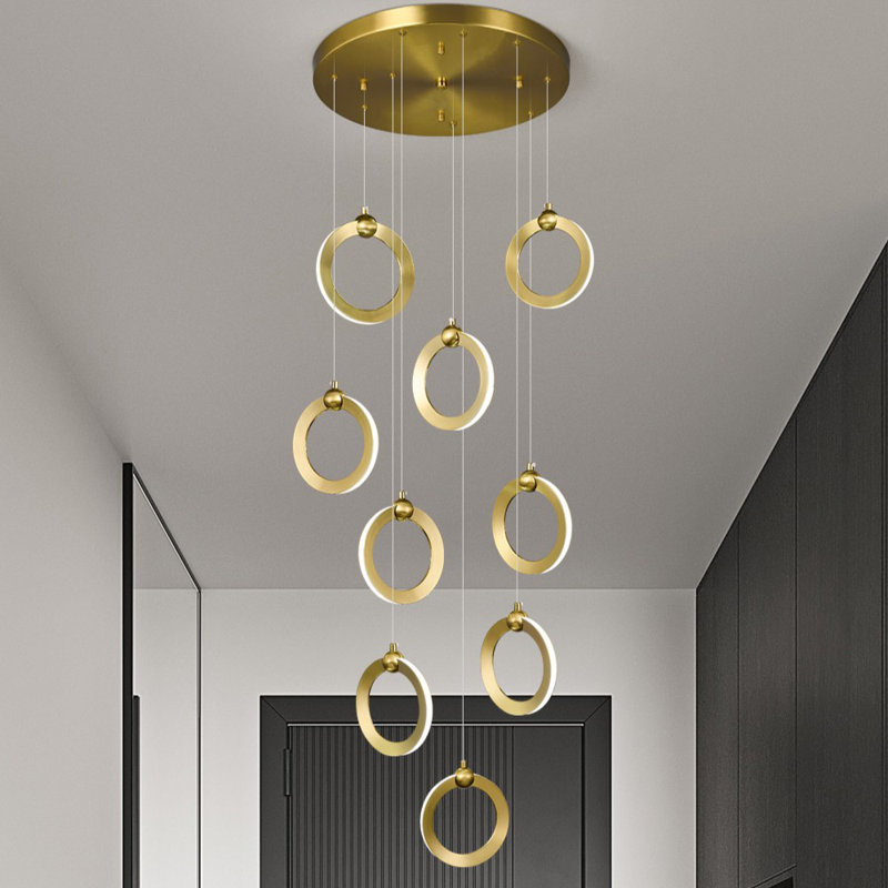 Luminaire suspendu moderne à 9 lumières lustres à DEL à intensité variable de 6 000 K pour cuisine, salle à manger, salon, îlot de cuisine