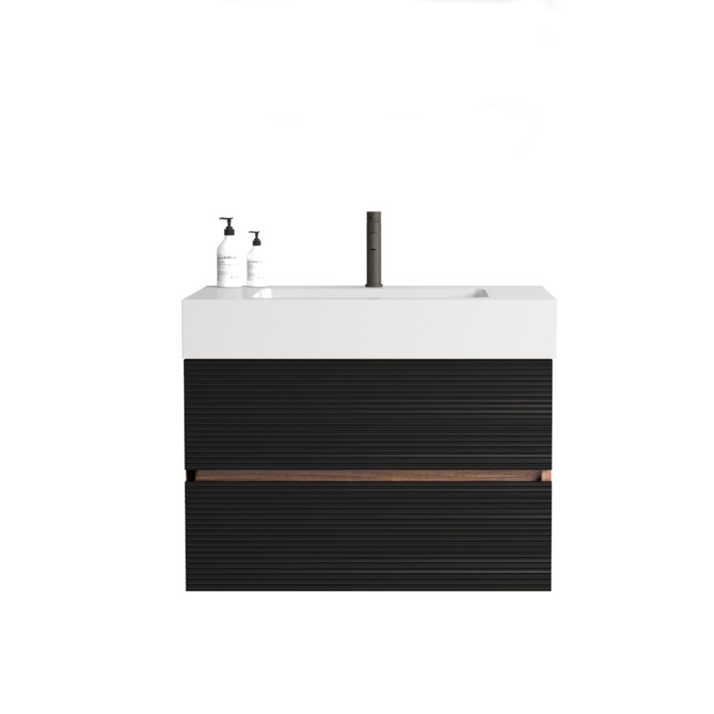 Meuble-lavabo de 30 po avec lavabo à quartz et tiroirs à fermeture en douceur, Blanc
