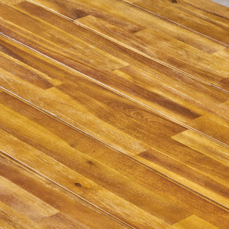 Table de salle à manger d'extérieur en bois d'acacia, finition teck sablé et noir