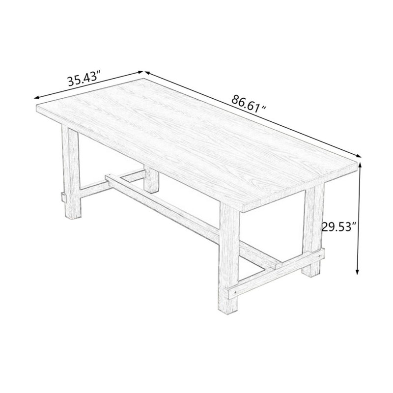 Bureau moderne et simple en bois massif, H 29,53 po x l 86,61 po x P 35,43 po
