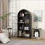 Armoire de rangement de 65,3 po de style industriel arqué avec portes en verre Tablettes | Acier | Verre trempé