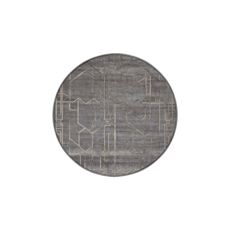 Tapis gris lavable à la machine, Rond 6 pi
