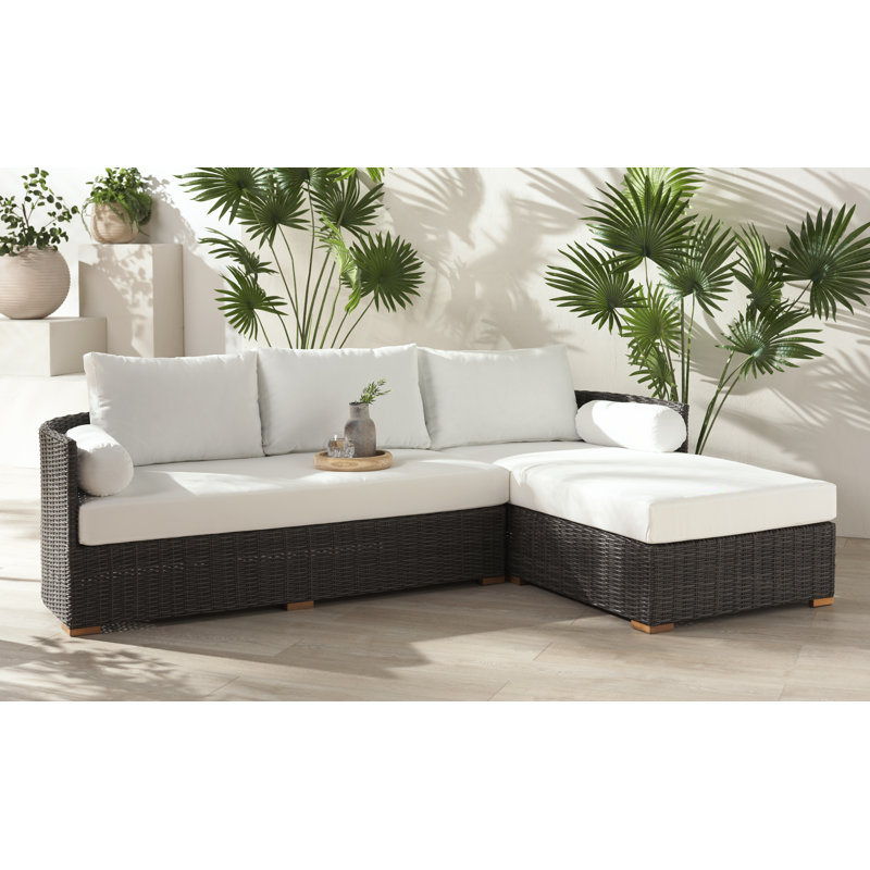 Anguilla Wicker Outdoor Chaise Sectional, Dark Gray