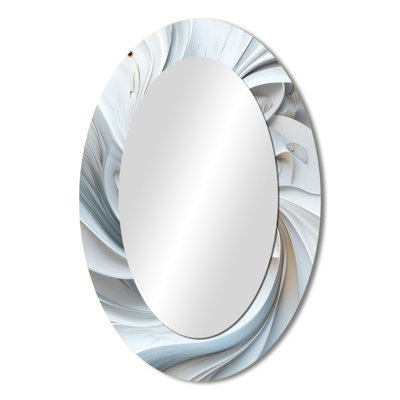 Grey And White Stained Art Print I - Modern Oval Wall Mirror