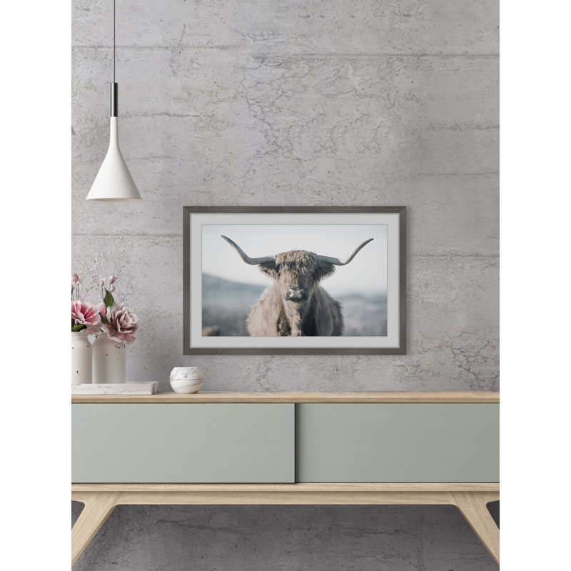 Highland Close-up - Print, Grey Framed Paper, 20cm H x 20cm W x 3.81cm D