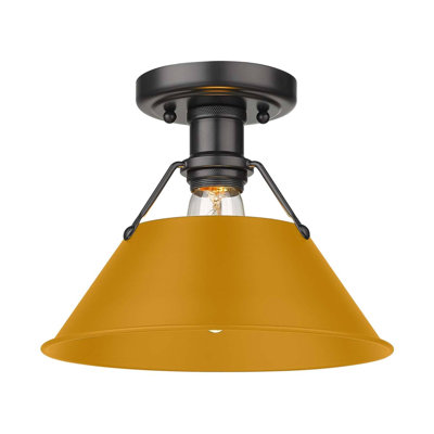 Plafonnier Orwell à une lumière - Noir mat - Abat-jour jaune Auric