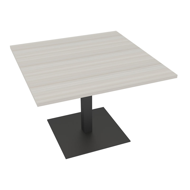 Table de conférence carrée avec base carrée en métal, L 48 po x l 48 po, Sel Lakeland, Noir mat