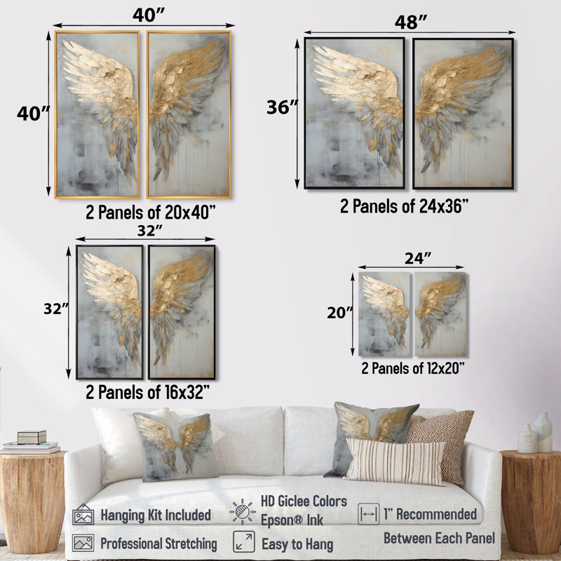 Dicha - Fantasy Wings Angel, art mural, Wrapped Canvas, Does Not Apply, 36" H x 48" W