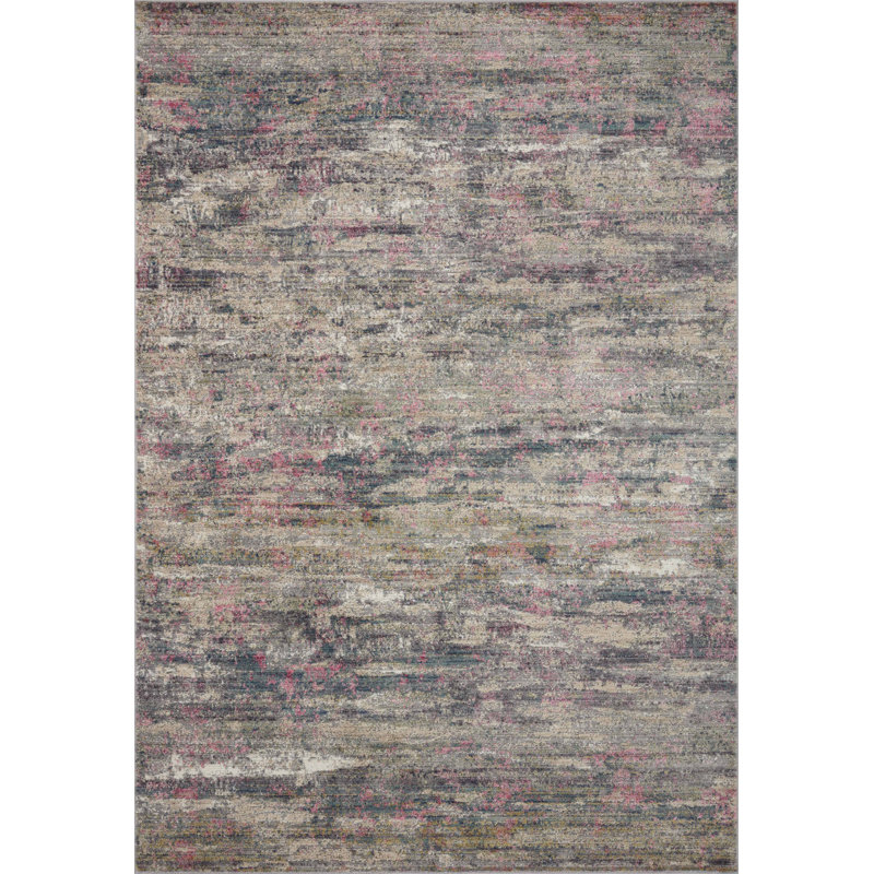 Machine Woven Polypropylene/Polyester Area Rug in Blue/Gray, Square 1'6"