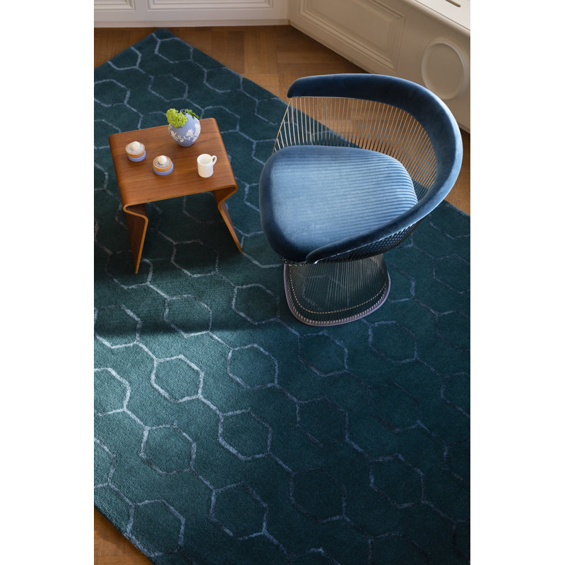 Gio Geometric Area Rug in Green, Rectangle 3'11" x 5'11"