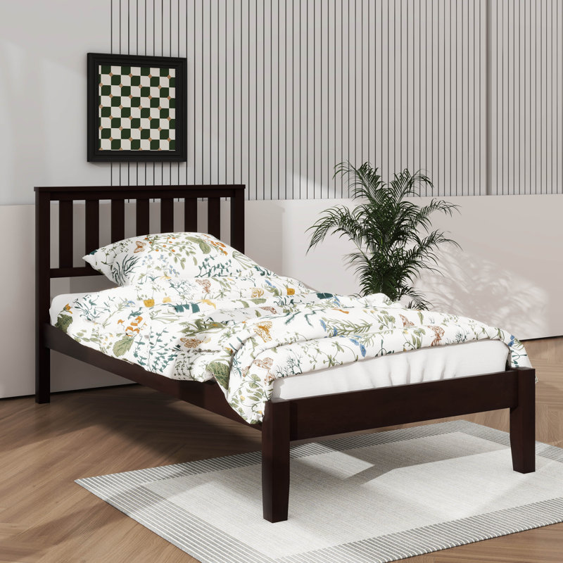 Lit simple plateforme en bois, Espresso