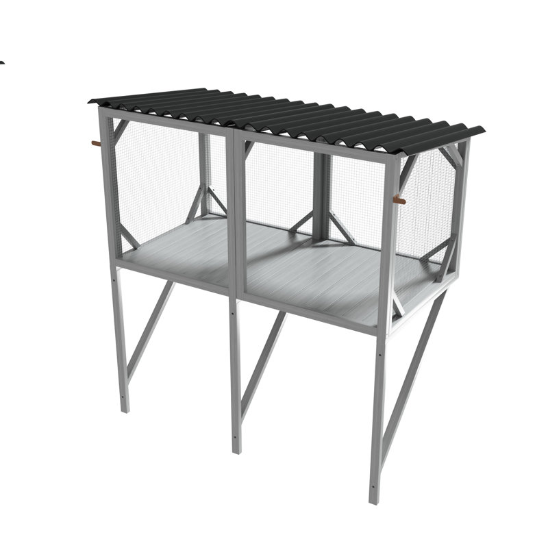 Boîte pour fenêtre Cat - Enceinte extérieure de 43,3 po avec filet amovible, structure en bois, spacieuse pour les petits chats
