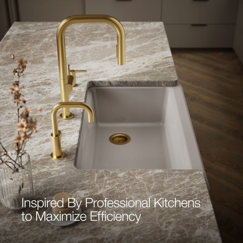 Riverby Undermount Single-Bowl Farmhouse Workstation Kitchen Sink With Tall Apron, Truffle