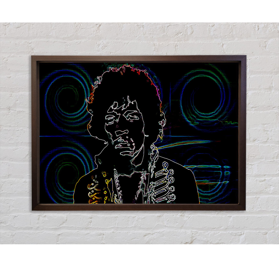 Jimi Hendrix Psychedelic - Einzelner Bilderrahmen Kunstdrucke auf Leinwand