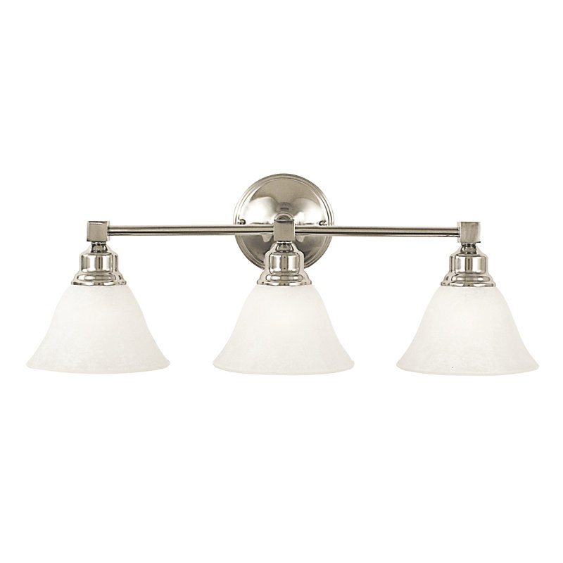 Éclairage pour meuble-lavabo 3 lumières Landgraf, Nickel brossé, Blanc
