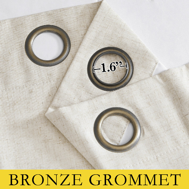 100% Blackout Curtains Linen Texture Thermal Insulated Noise Reducing Grommet Drapes for Bedroom & Living room, 2 Panels