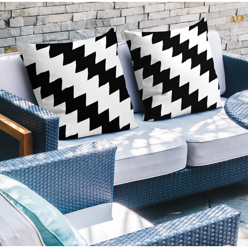 Coussin décoratif intérieur / extérieur, L 17 po x H 17 po, Noir