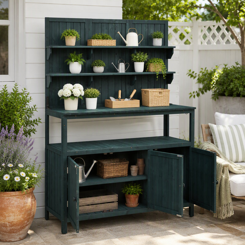 Grand banc de jardin en bois de sapin avec huche 50,2 po