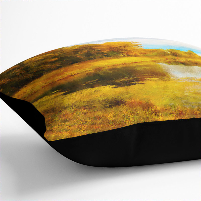 Forest and Lake Vol.3 Painting Scatter Cushion, 55cm H x 55cm W x 20cm D, Black