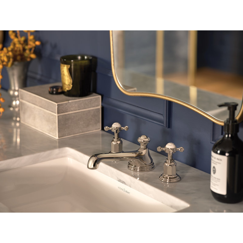 Edwardian™ Widespread Bathroom Faucet with Drain Assembly, Satin English Gold