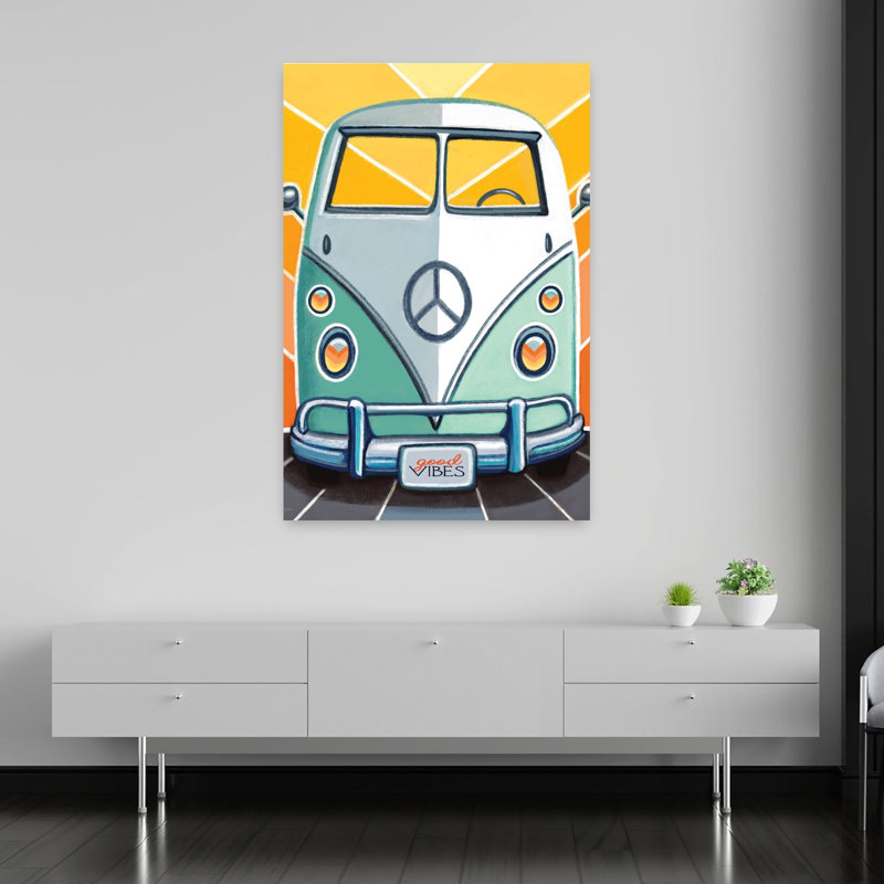 Art rétro fantaisiste Van Life, H 60 po x l 40 po