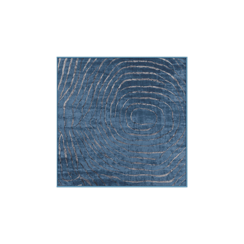 Machine Washable Blue Area Rug, Square 4'
