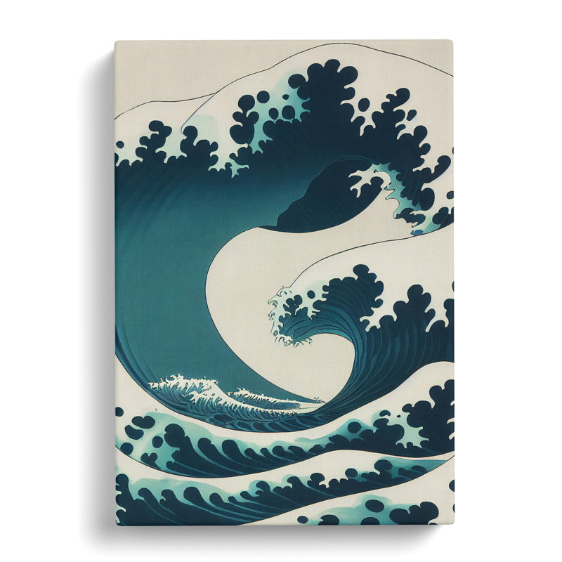 Traditional Japanese Wave No.3 - Wall Art, Wrapped Canvas, 50cm H x 35cm W, No Matte