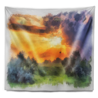Magnifique tapisserie paysage aquarelle