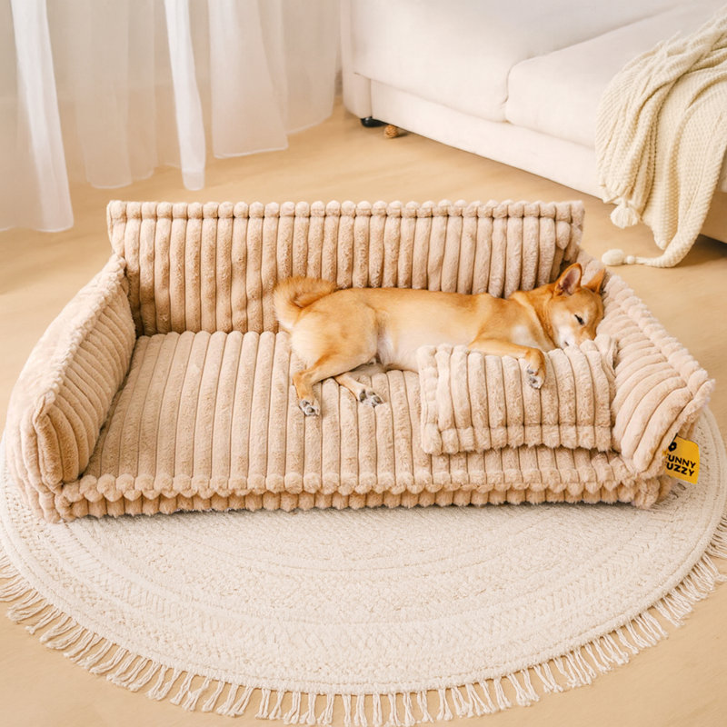  Canapé-lit lavable moelleux pour chien, chameau, taille 2xl, Chameau